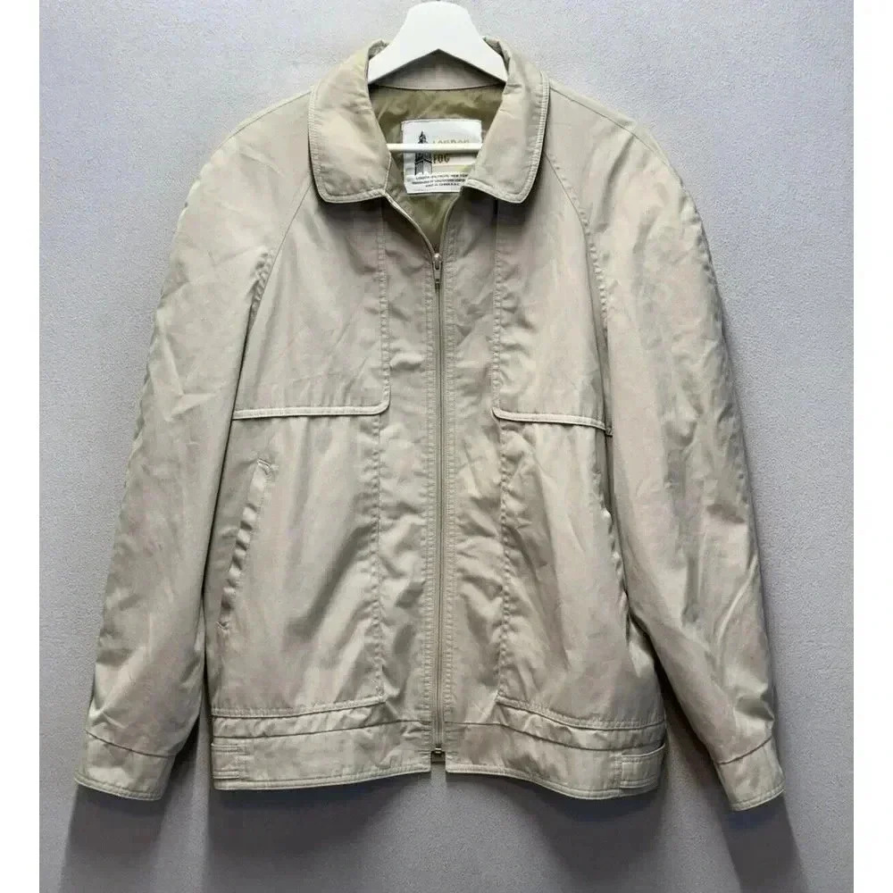 London Fog Lined Jacket 42 (Large) Ivory Cream‎ Off White Men's Spring Zip up